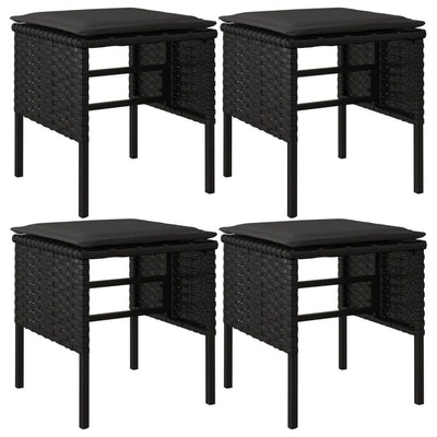 vidaXL 2 Piece Garden Dining Set with Cushions Black Poly Rattan