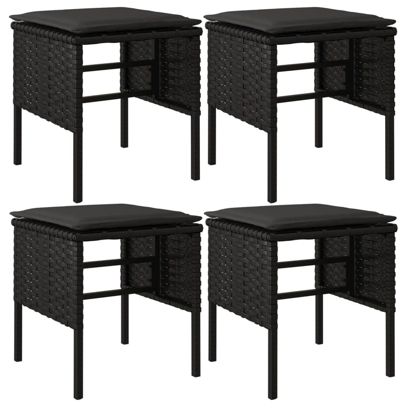 vidaXL 2 Piece Garden Dining Set with Cushions Black Poly Rattan