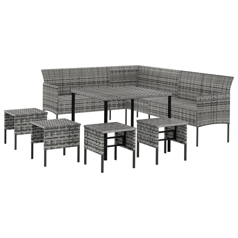 vidaXL 2 Piece Garden Dining Set with Cushions Black Poly Rattan