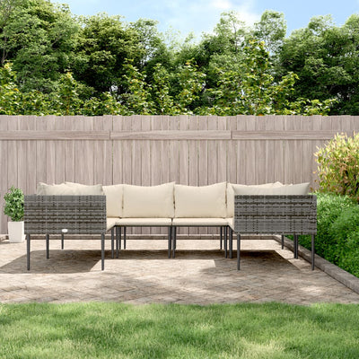 vidaXL 3 Piece Garden Lounge Set with Cushions Grey Poly Rattan