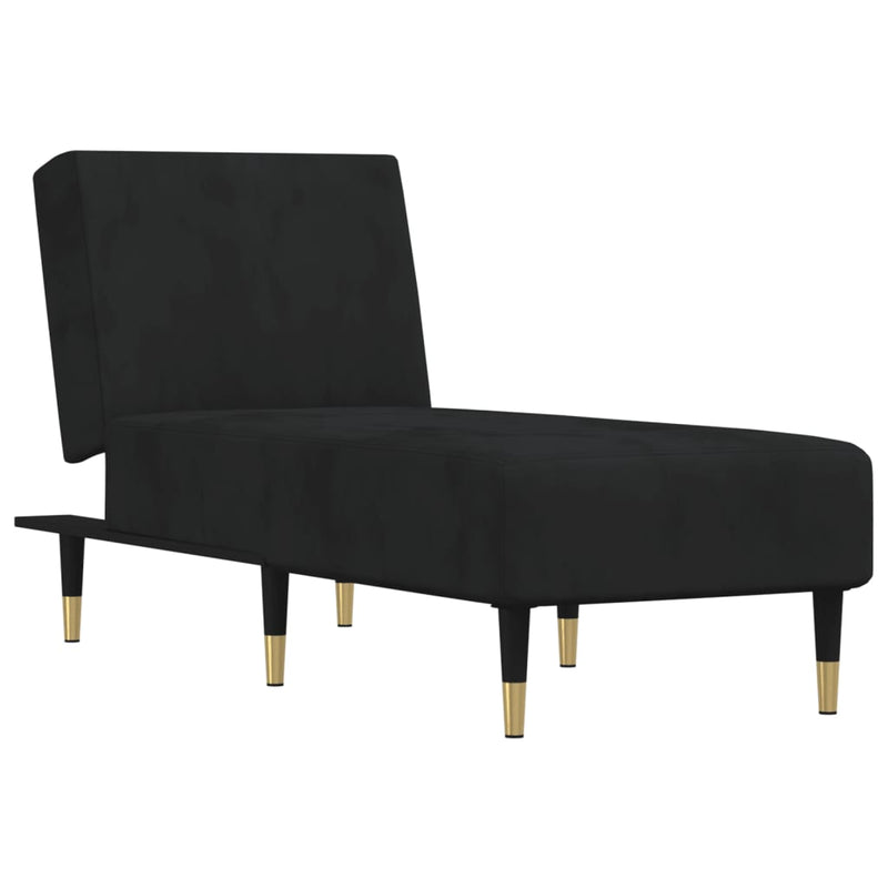 vidaXL Chaise Longue Black Velvet