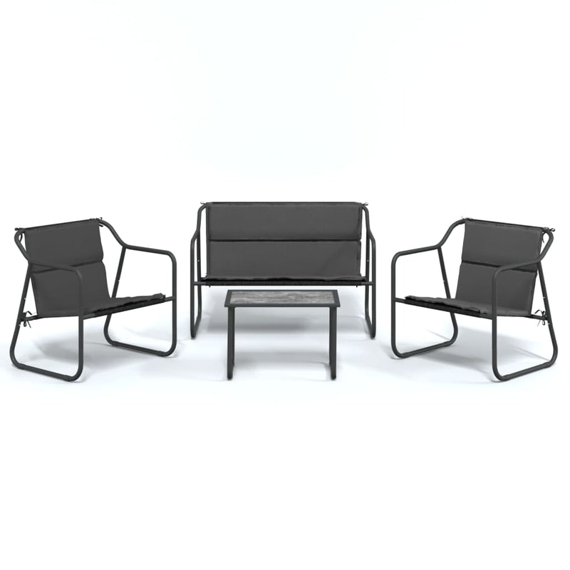 vidaXL 4 Piece Garden Lounge Set with Cushions Anthracite Steel