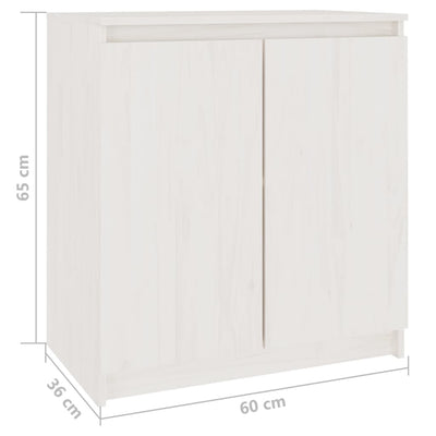 vidaXL Side Cabinet White 60x36x65 cm Solid Wood Pine