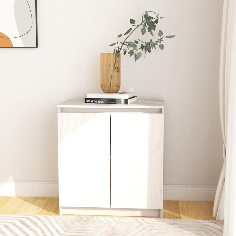 vidaXL Side Cabinet White 60x36x65 cm Solid Wood Pine