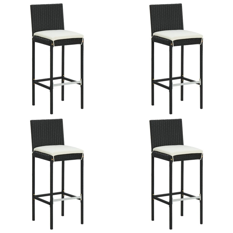 vidaXL 9 Piece Garden Bar Set with Cushions Black Poly Rattan