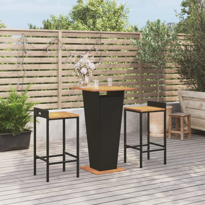 vidaXL 3 Piece Garden Bar Set Grey Poly Rattan&Solid Wood Acacia