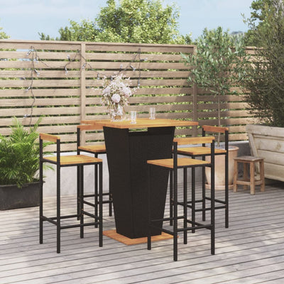 vidaXL 3 Piece Garden Bar Set Grey Poly Rattan&Solid Wood Acacia