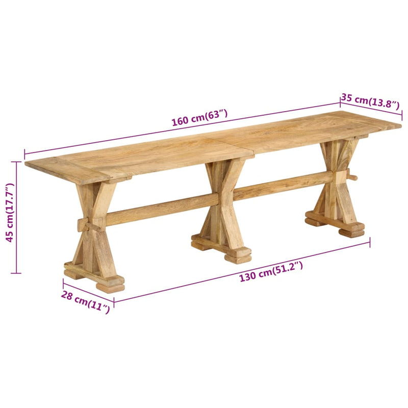 vidaXL Bench 110x35x45 cm Solid Wood Mango
