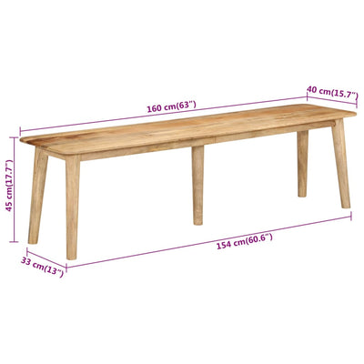 vidaXL Bench 110x35x45 cm Solid Wood Mango