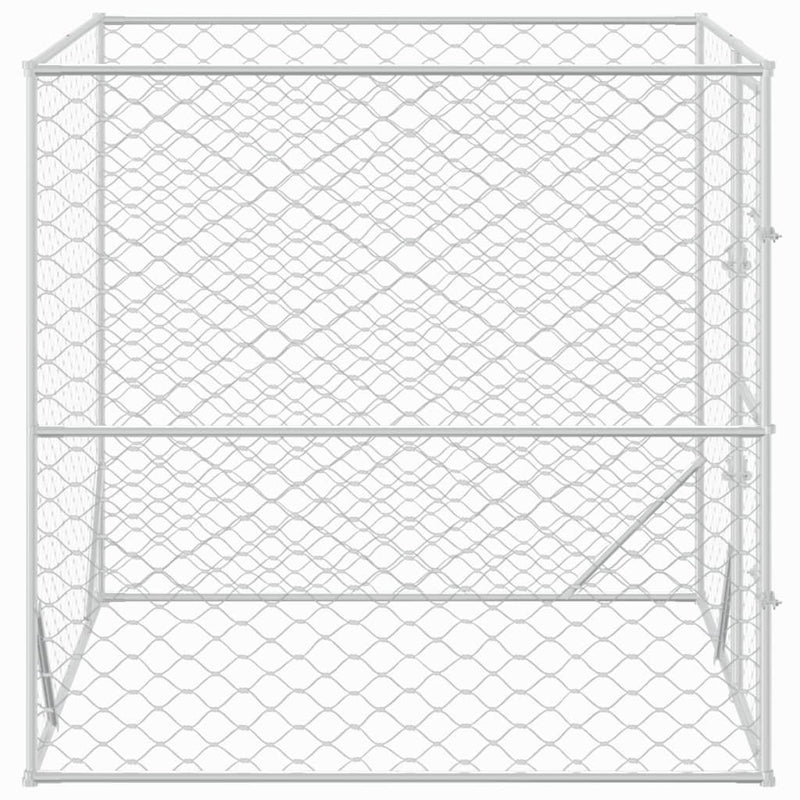 vidaXL Outdoor Dog Kennel Silver 2x2x2 m Galvanised Steel