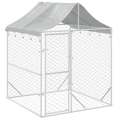 vidaXL Outdoor Dog Kennel with Roof Silver 2x2x2.5 m Galvanised Steel