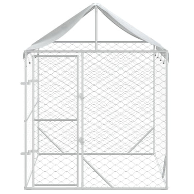 vidaXL Outdoor Dog Kennel with Roof Silver 2x2x2.5 m Galvanised Steel