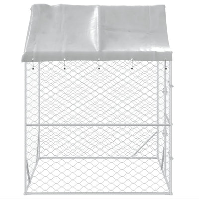 vidaXL Outdoor Dog Kennel with Roof Silver 2x2x2.5 m Galvanised Steel