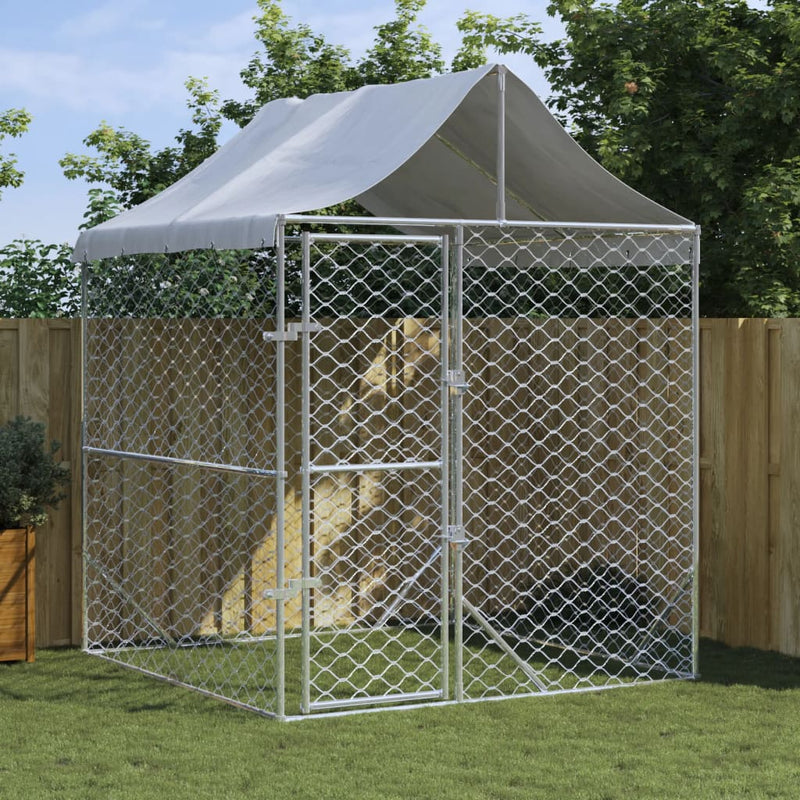 vidaXL Outdoor Dog Kennel with Roof Silver 2x2x2.5 m Galvanised Steel