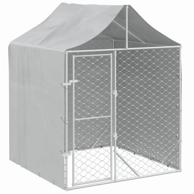 vidaXL Outdoor Dog Kennel with Roof Silver 2x2x2.5 m Galvanised Steel