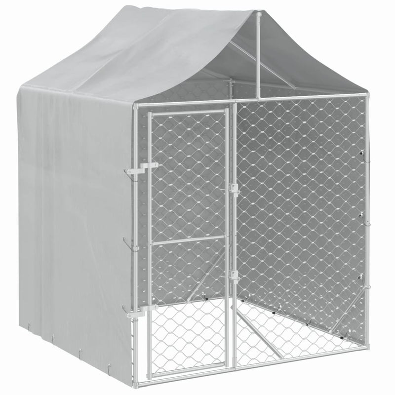vidaXL Outdoor Dog Kennel with Roof Silver 2x2x2.5 m Galvanised Steel