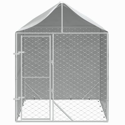 vidaXL Outdoor Dog Kennel with Roof Silver 2x2x2.5 m Galvanised Steel