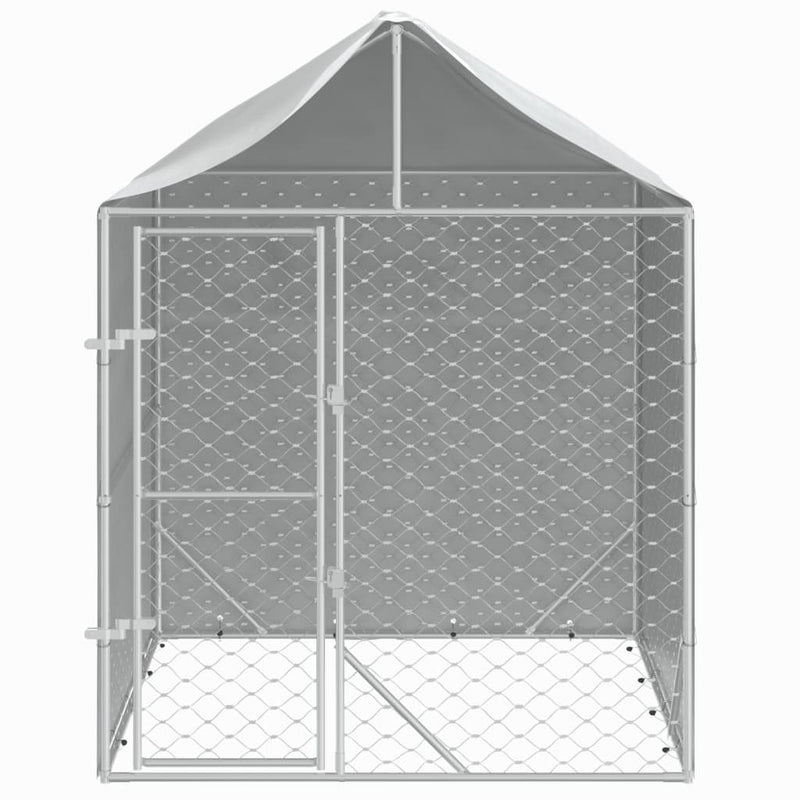 vidaXL Outdoor Dog Kennel with Roof Silver 2x2x2.5 m Galvanised Steel