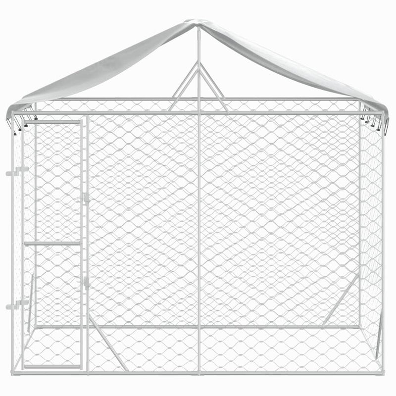 vidaXL Outdoor Dog Kennel with Roof Silver 2x2x2.5 m Galvanised Steel