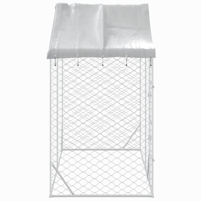 vidaXL Outdoor Dog Kennel with Roof Silver 2x2x2.5 m Galvanised Steel