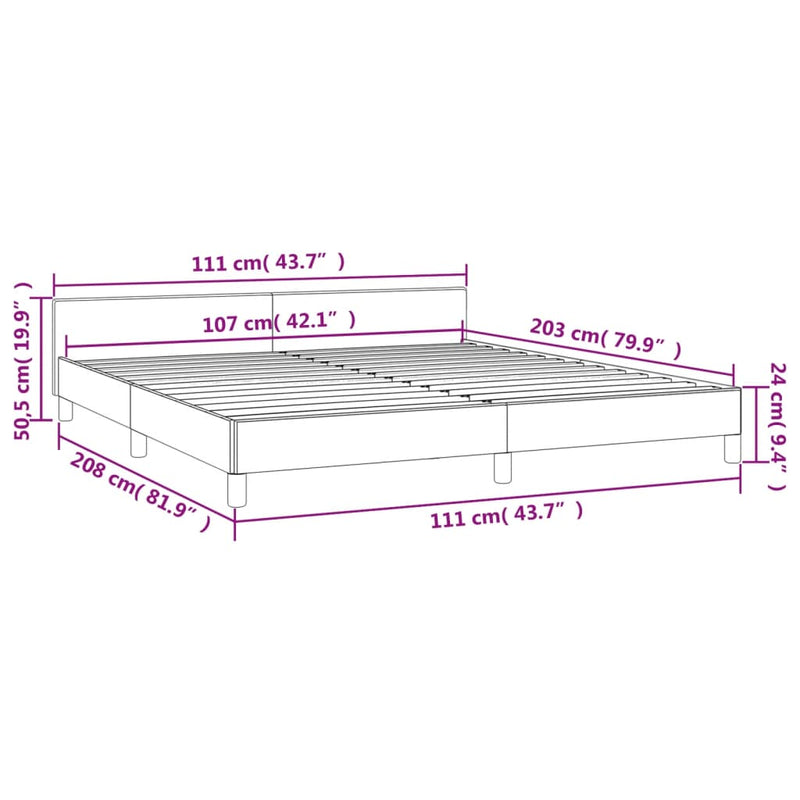 vidaXL Bed Frame without Mattress Dark Grey King Single Size Velvet