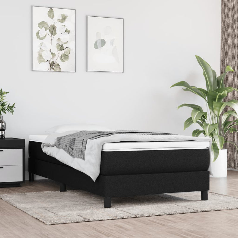 vidaXL Box Spring Bed without Mattress Black King Single Size Fabric