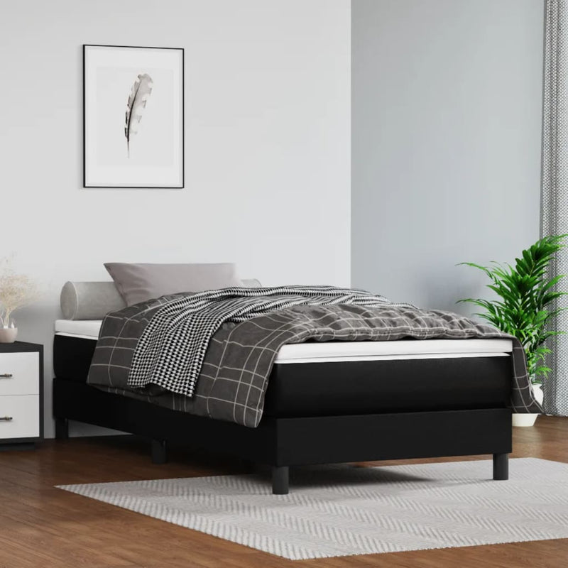 vidaXL Box Spring Bed with Mattress Black 100x200 cm Faux Leather