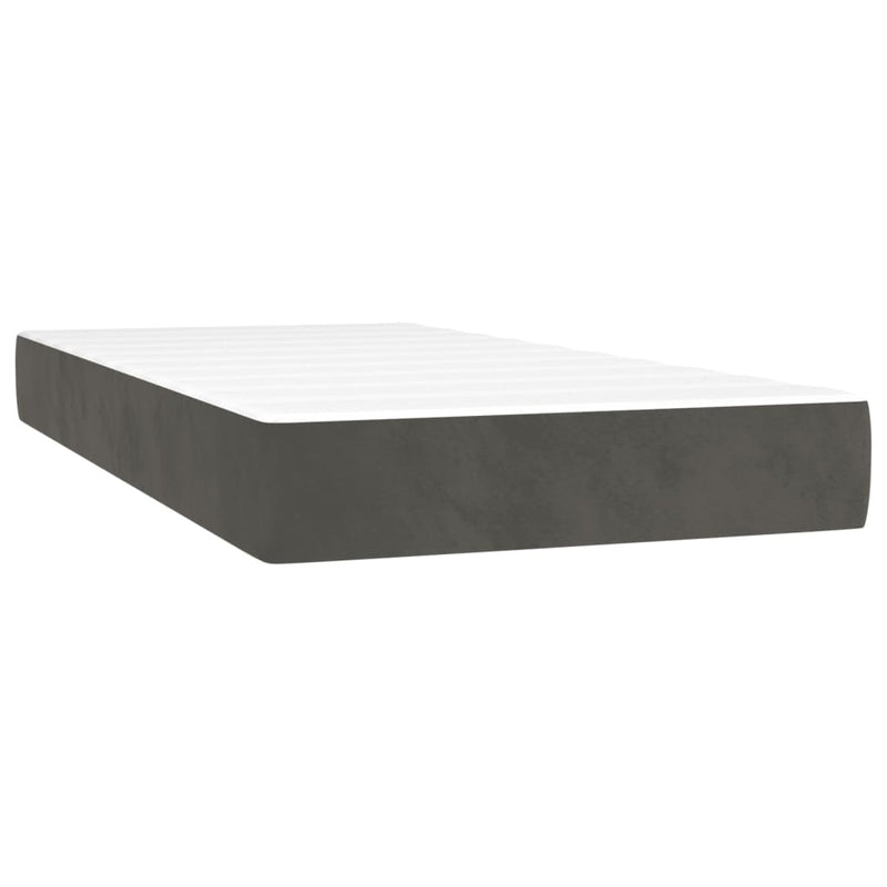 vidaXL Box Spring Bed with Mattress Dark Grey 100x200 cm Velvet