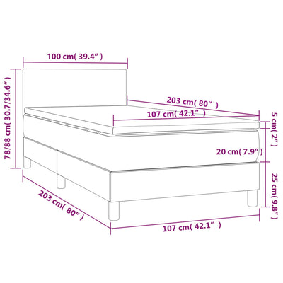 vidaXL Box Spring Bed with Mattress Black 100x200 cm Faux Leather
