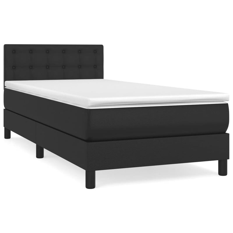 vidaXL Box Spring Bed with Mattress Black 100x200 cm Faux Leather