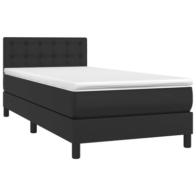 vidaXL Box Spring Bed with Mattress&LED Black 100x200cm Faux Leather