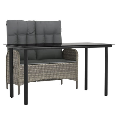 vidaXL 2 Piece Garden Dining Set with Cushions Grey Poly Rattan