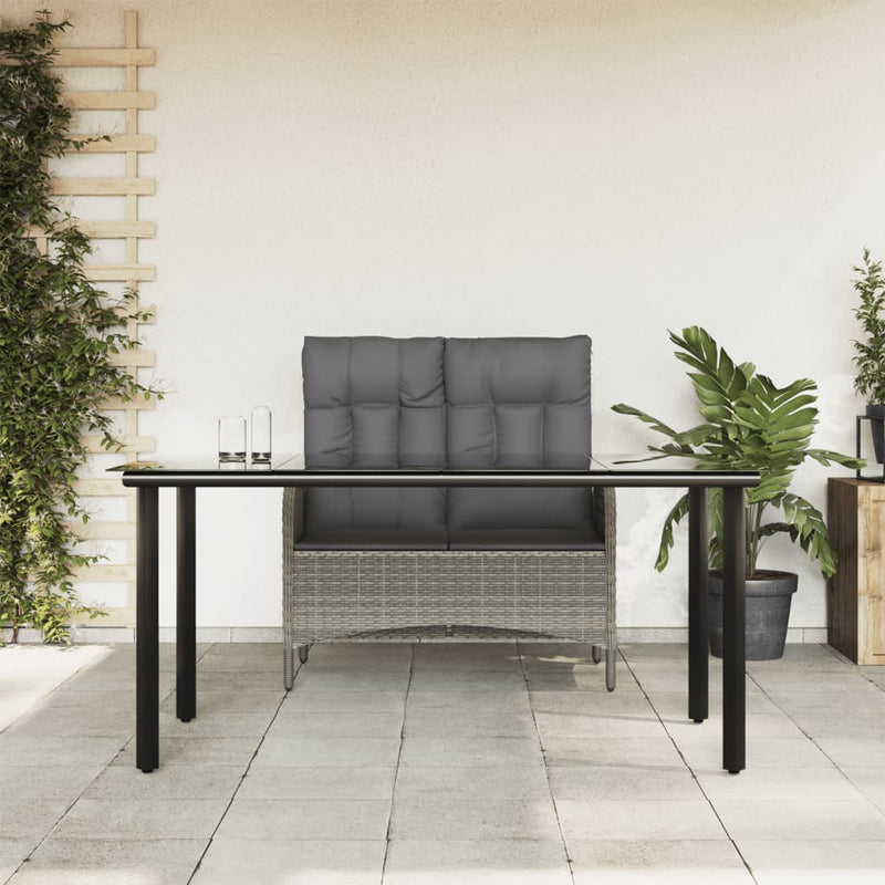 vidaXL 2 Piece Garden Dining Set with Cushions Grey Poly Rattan