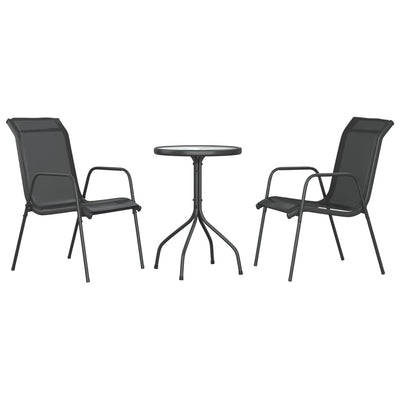 vidaXL 3 Piece Garden Dining Set Black Steel