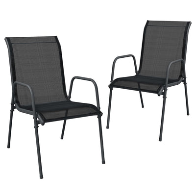 vidaXL 3 Piece Garden Dining Set Black Steel