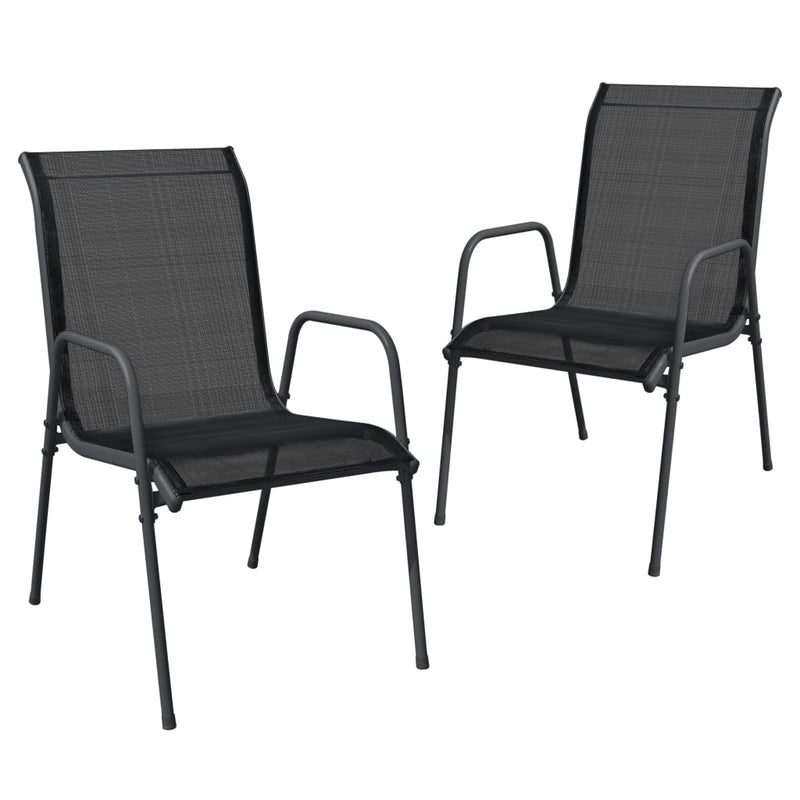 vidaXL 3 Piece Garden Dining Set Black Steel