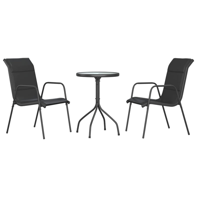 vidaXL 3 Piece Garden Dining Set Black Steel