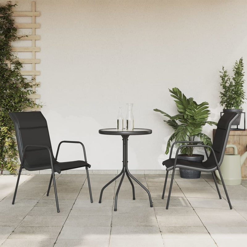 vidaXL 3 Piece Garden Dining Set Black Steel