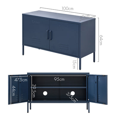 ArtissIn Base Metal Locker Storage Shelf Organizer Cabinet Buffet Sideboard Blue