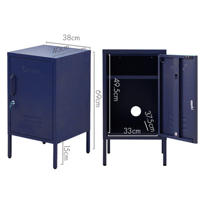 Artiss Bedside Table Metal Cabinet - Blue