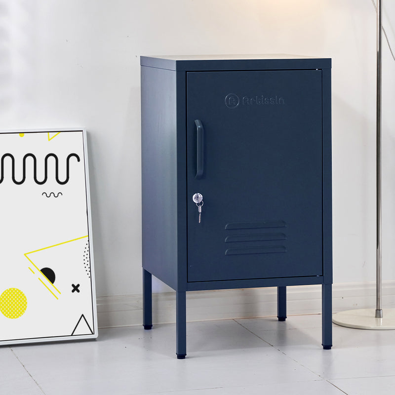 Artiss Bedside Table Metal Cabinet - Blue