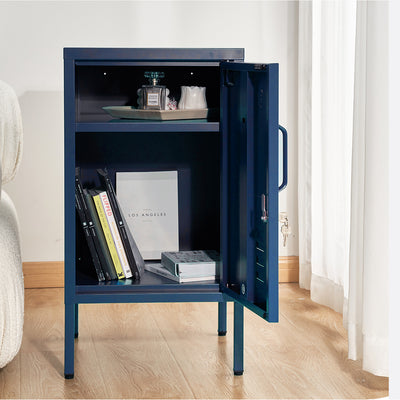 Artiss Bedside Table Metal Cabinet - Blue