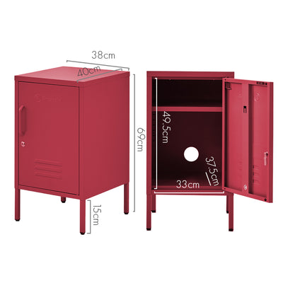 ArtissIn Bedside Table Metal Cabinet - MINI Pink