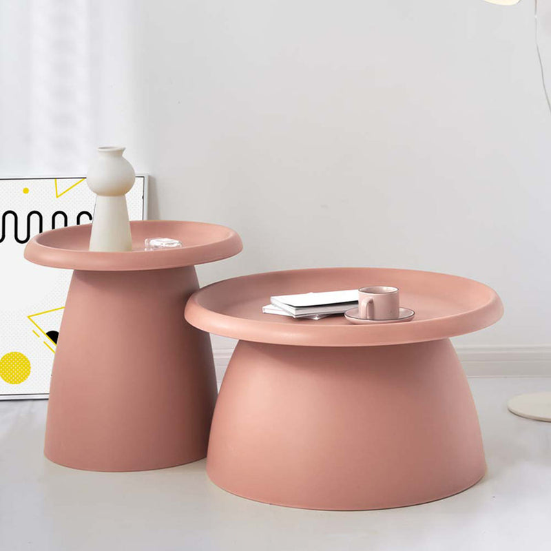 Artiss Coffee Table Round 71CM Plastic Pink