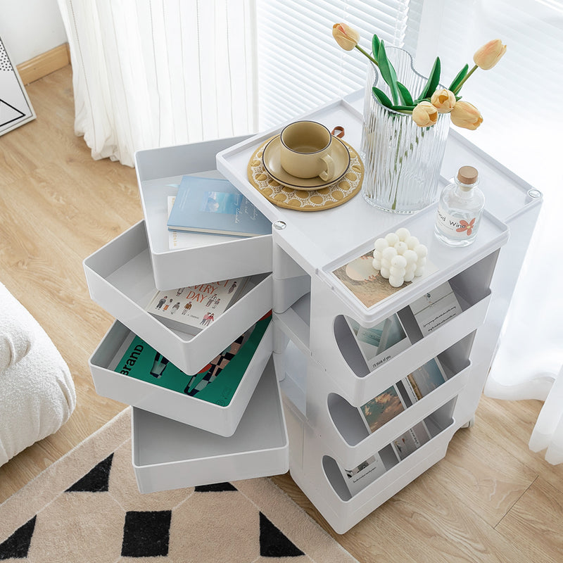 Artiss Storage Trolley Cart Bedside Table 5 Tier White