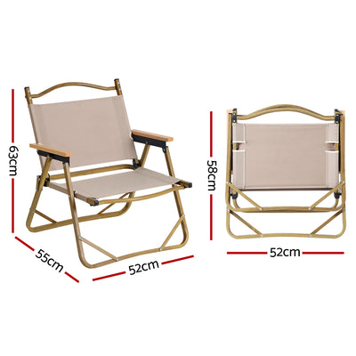 Gardeon 2PC Outdoor Camping Chairs Portable Folding Beach Chair Aluminium Furniture