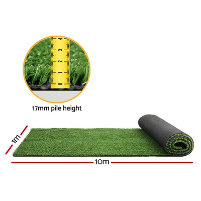 Prime Turf Artificial Grass 1mx10m 17mm Synthetic Fake Lawn Turf Plant Plastic Olive