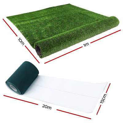 Prime Turf 1x10m Artificial Grass Synthetic Fake 10SQM Turf Lawn 17mm Tape