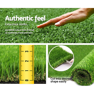 Prime Turf Artificial Grass 20mm 1mx10m Synthetic Fake Lawn Turf Plastic Plant 4-coloured