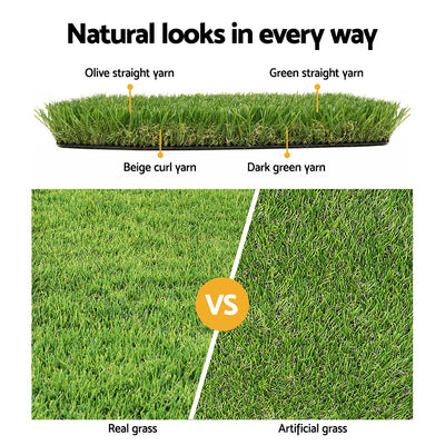 Prime Turf Artificial Grass 20SQM 20mm Synthetic Fake Lawn Turf Plant Plastic 4-coloured 1mx10m